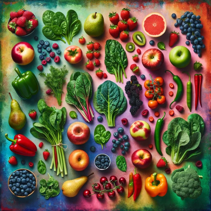 An array of fruits and vegetables known as the Dirty Dozen.