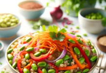 Savour the Vibrancy: Rainbow Quinoa Salad with Lemon-Tahini Dressing Vegan Rainbow Quinoa Salad