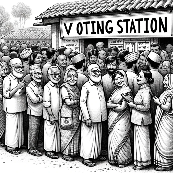 Indian voting station for the India 2024 election