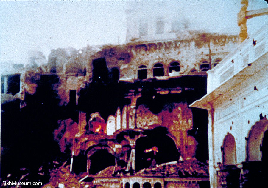 Operation Blue Star aftermath: Sri Akal Takht Sahib damaged by Indian Army